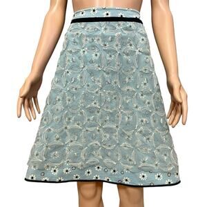 Anthropologie Snak Floral Skirt Size 10 Embroidered Mesh Overall Cottagecore